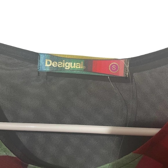 DESIGUAL Margaret Abstract Geometric Colorful Sleeveless Dress w/Mesh Neckline - Picture 8 of 12